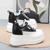Fashion 12CM Air Mesh Genuine Leather Women Sandals Platform Wedge Comfy Vulcanize Chunky Sneakers Summer Hollow Breathable Shoes