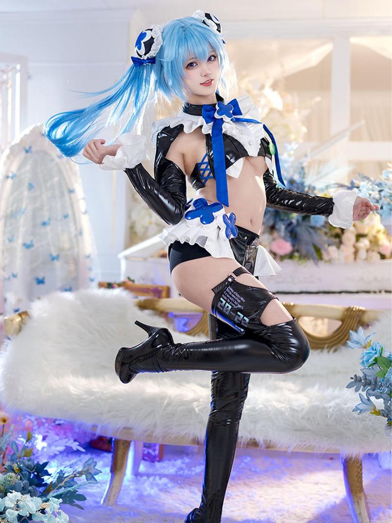 Miccostumes Adult Anime Game Long Sleeve Costume and Moe Cosplay Costume for and Ghost Black Women's Goddess-Style Set, Sexy, Cool, Cute, Costumes,