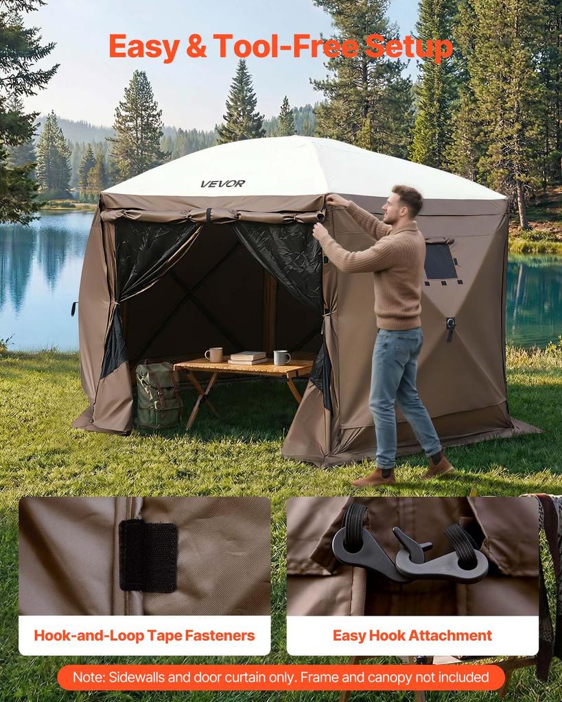 VEVOR Canopy Sidewalls, 1.73 X 1.48 M, Canopy Tent Walls with Waterproof and Sunlight Protection