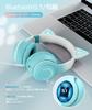 Cute Cat Ear Headphones, Bluetooth 5.1, Kids' Headphones, with LED, Rainbow Color Transformation, Wireless, Microphone, Closed-Back, Cute,
