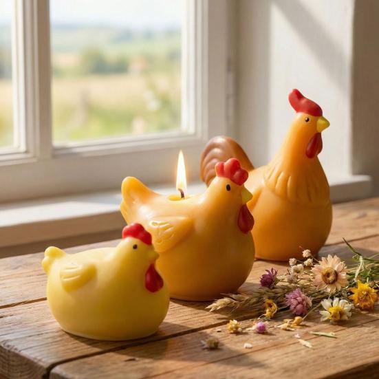 3D Rooster Hen Silicone Mold DIY Easter Candle Plaster Craft Mold Flexible Reusable Craft Mold for Resin Soap & Home Decor