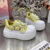 Autumn Heavy Industry Rhinestone Flower Thick-soled Big Head Bread Shoes Women's Fashion Heightening Muffin Bottom Casual Sports Shoes