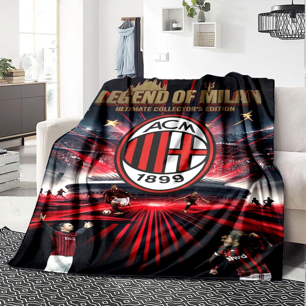AC Milan Print Flannel Blanket High Quality Warm Comfortable Cover for All Seasons Perfect for Gifts Home Decor
