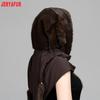 JERYAFUR Women Faux Fur Hooded Scarf, 2‑in‑1 Warm Plush Hat Scarf Combo for Cold Winter Daily Outdoor Wear