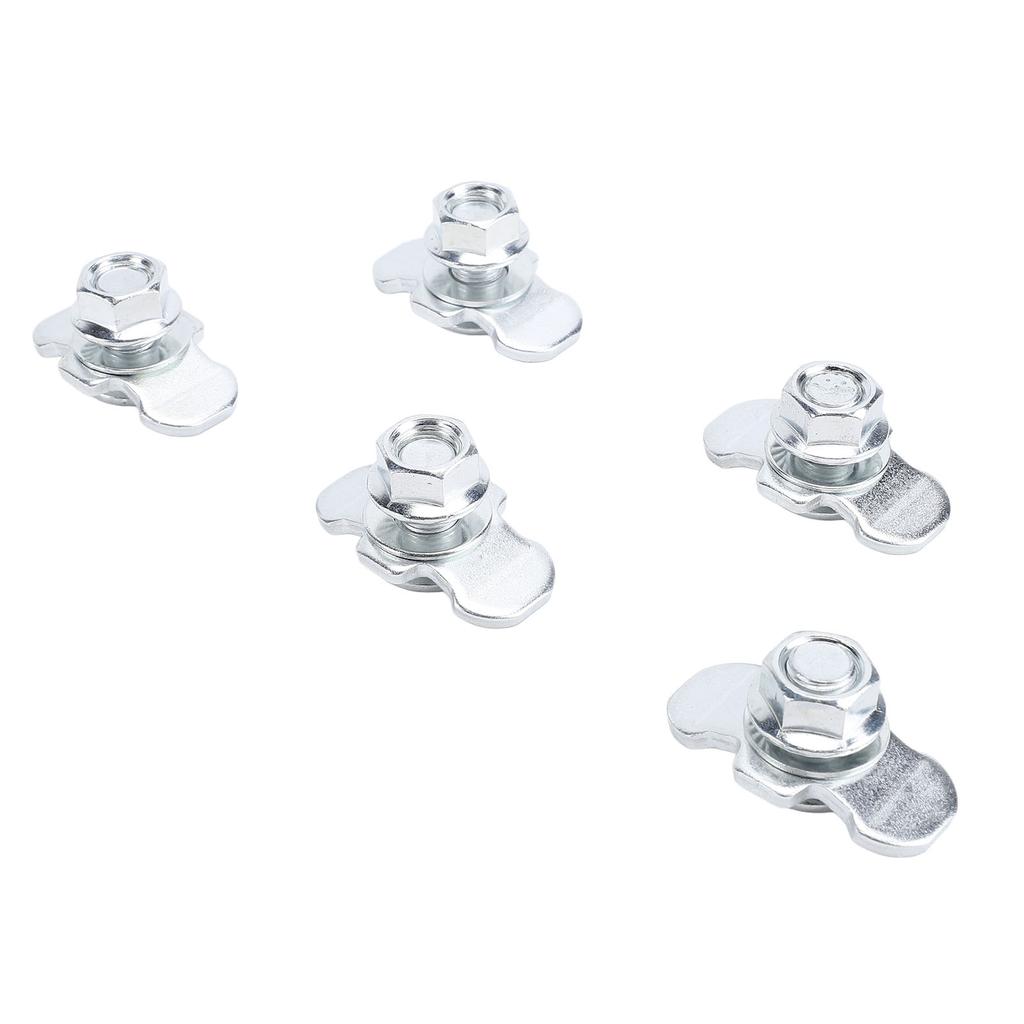 5pcs L Track Double Lug Threaded Stud Nut Fitting M10x20mm for Truck Bed Trailer Cargo Control Pickup RV ATV Silver