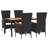VidaXL Garden Dining Furniture and Cushions 5pcs Black Wicker 3157530