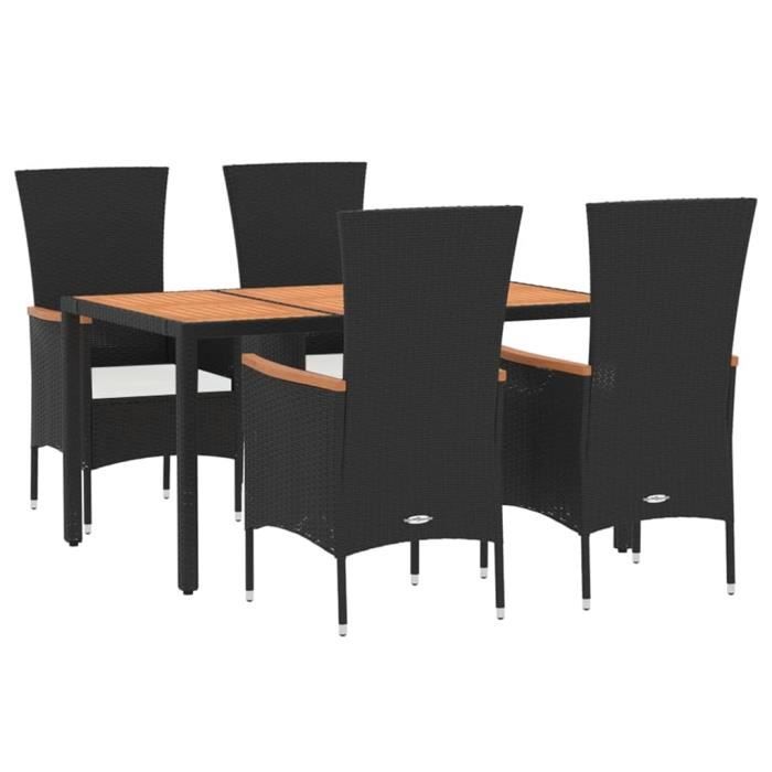 VidaXL Garden Dining Furniture and Cushions 5pcs Black Wicker 3157530