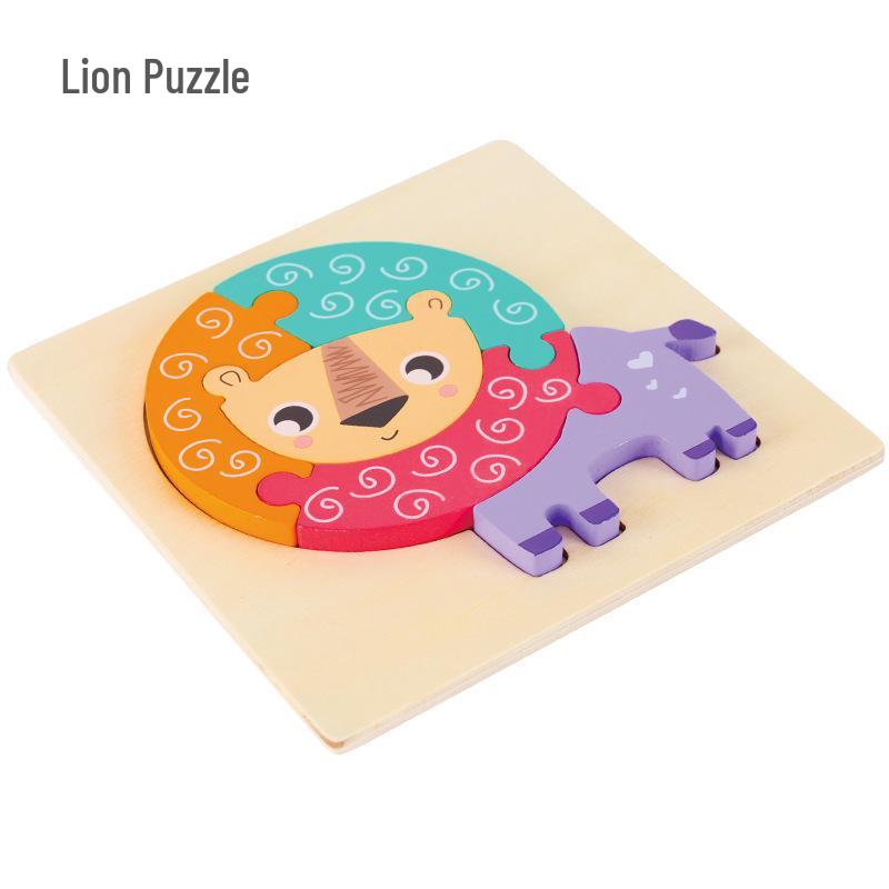 Wooden 3D Puzzle for Early Education: Infant & Toddler Intellectual Development, Hand-Eye Coordination Toy for 1-3 Year Old Boys & Girls
