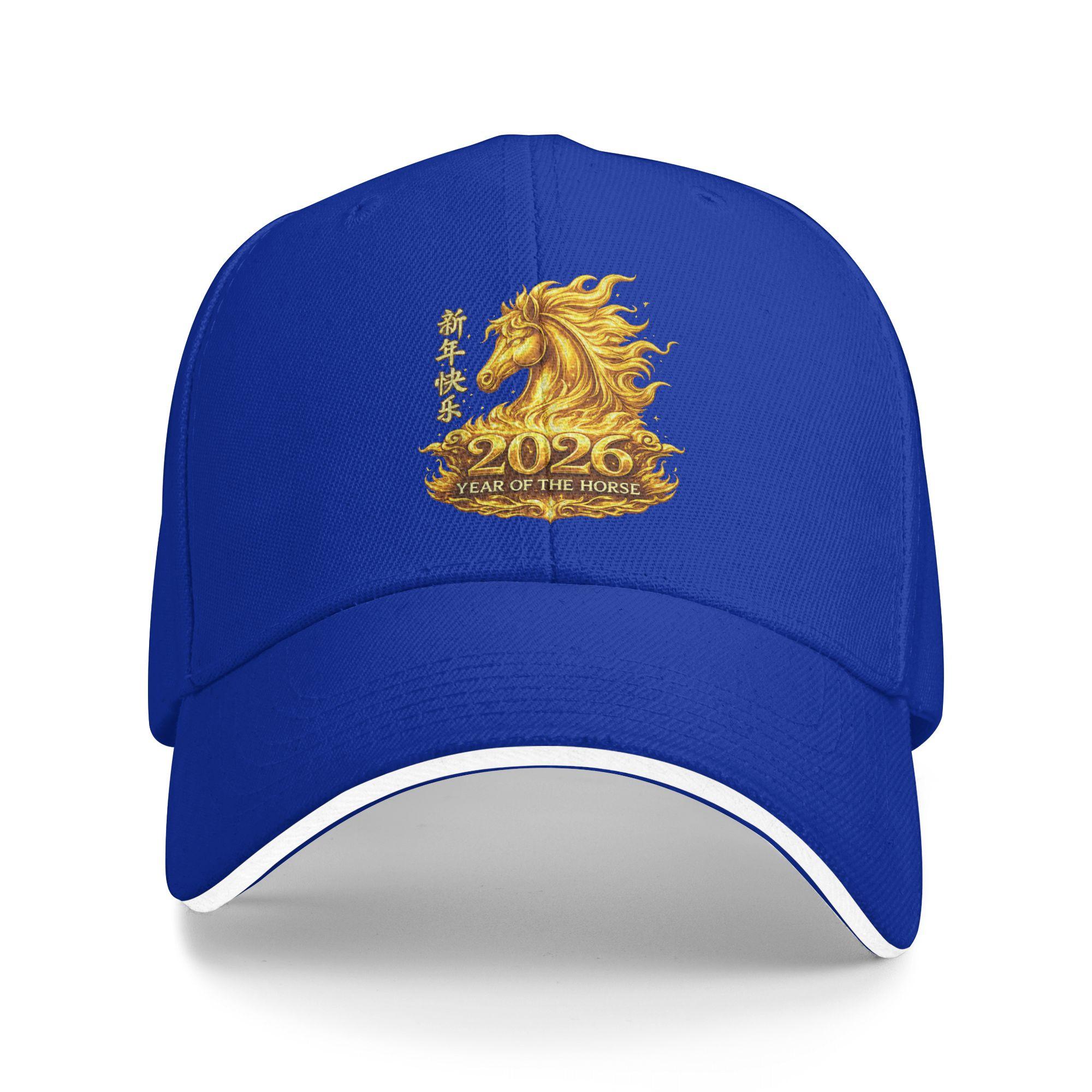 

Chinese New Year 2026 Year of The Horse Lunar New Year 2026 Sun Baseball Cap Summer Men Design Trucker Hat Fashion Baseball Caps As Picture синий