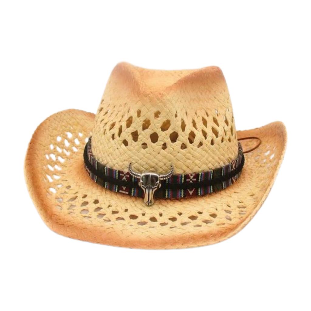 Atmungsaktiver Frühling und Sommer Hohl Winddichter Zylinder Strand Reise Denim Winddichter Sonnenschutz Strohhut