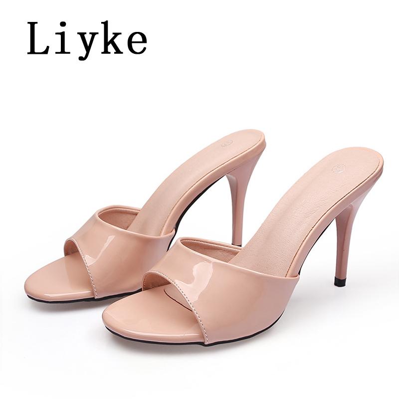 

Fashion Liyke Fashion Round Toe Women Thin Heels Slippers Slides Female Mules Sandals Summer Ladies Heeled Slipper Shoes Zapatos Mujer 35 абрикосовый