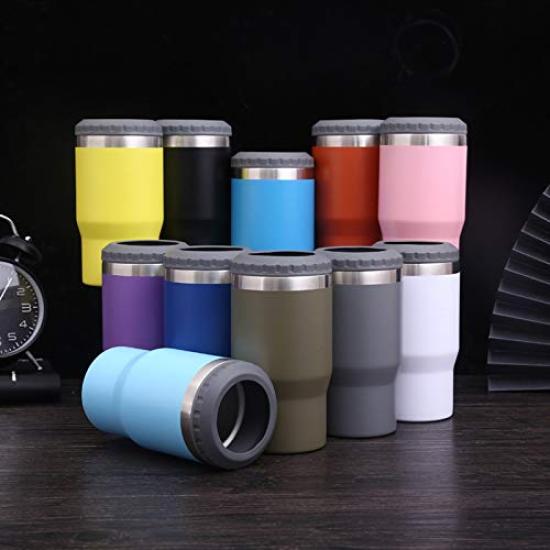 INIBULAM 4 in 1 Stainless Steel Beer Can 14oz Double Insulated Can Cooler Holder, Cold/Hot (Light Blue)