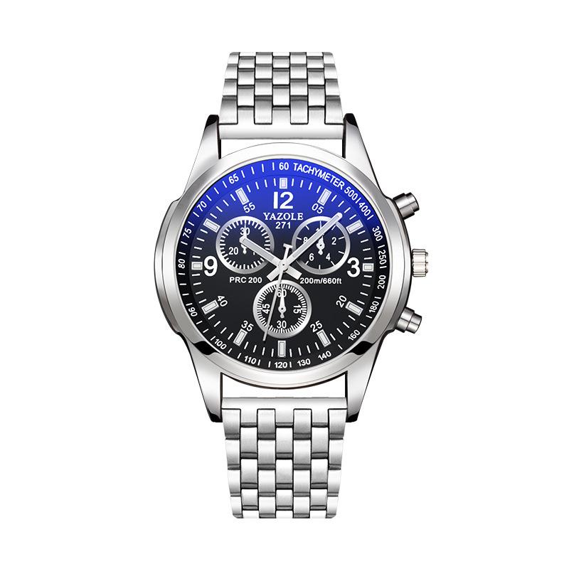 Top Brand New Steel Band Male Student Luminous Business Blue Light Waterproof Men's Watch Men's Wrist Watch