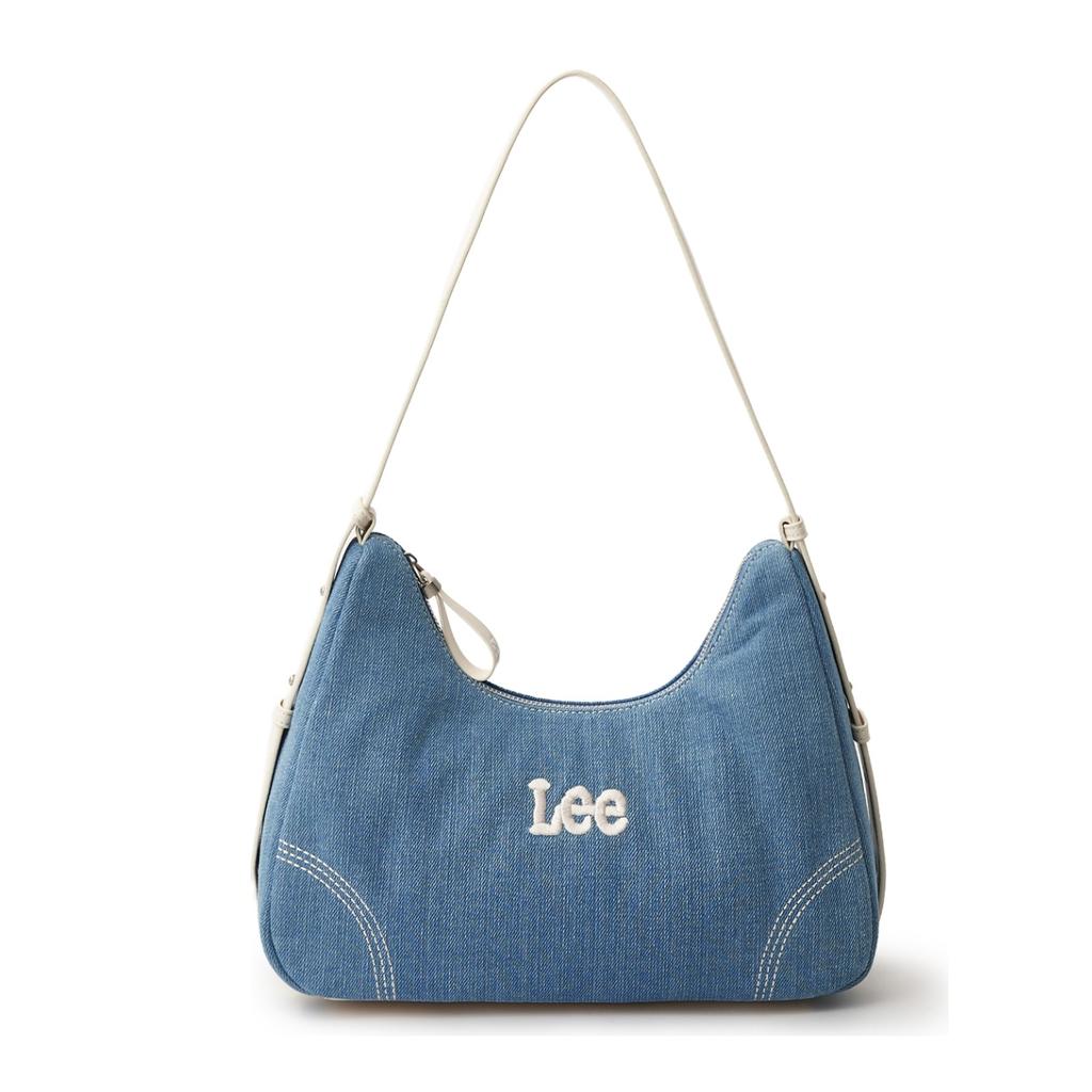 Lee Fabric Hobo Bag, One Shoulder Handbag Women's Light Blue/Dark Blue LE250110M