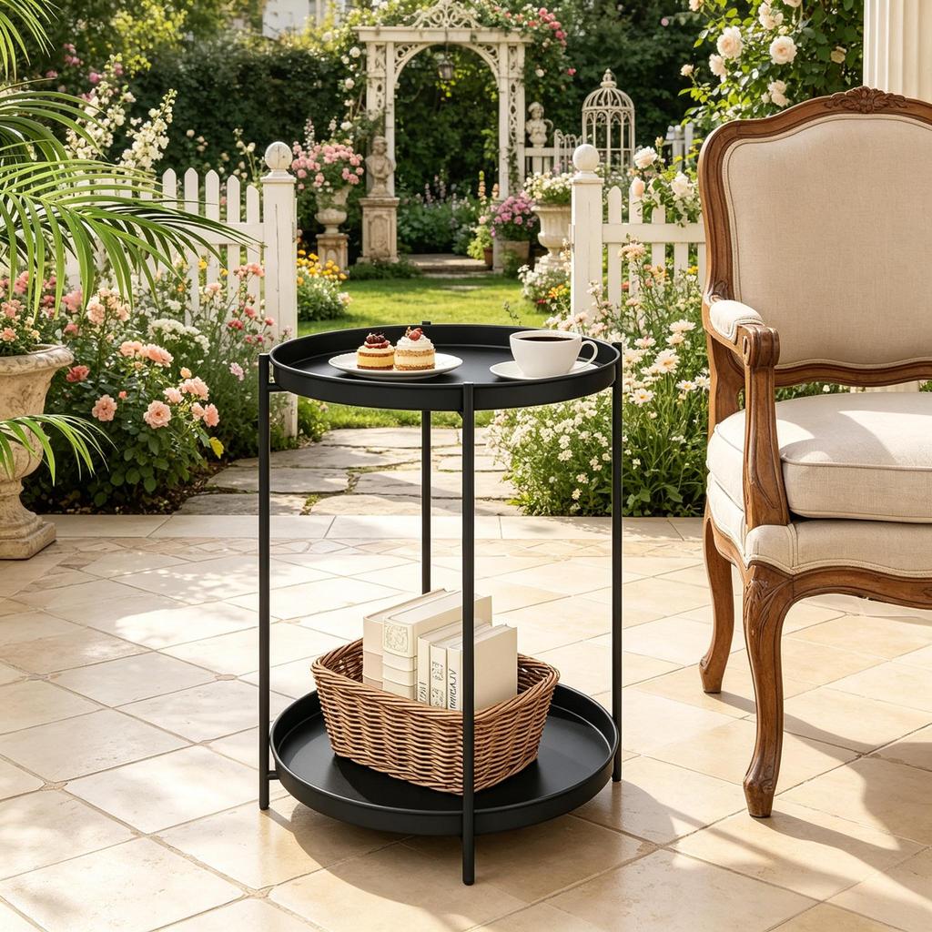 Chic Sofa Table, Storage Side Table, Stylish Sofa Table, Round Coffee Table, Nightstand, Plant Stand (only with sofa table)