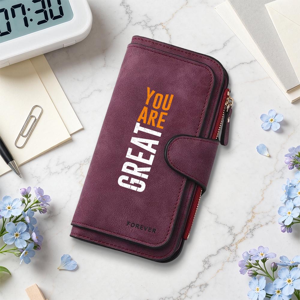 Stylish Long Wallet with Inspirational Slogan Durable