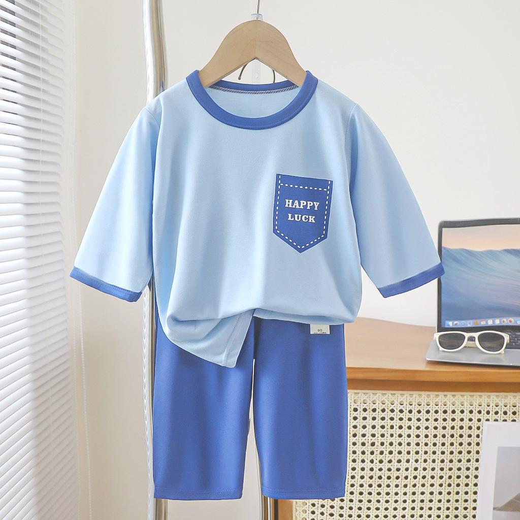 New Yaser Home Clothes Three-quarter Sleeve Suit Boys and Girls Popular Pajamas Summer Thin, Medium and Large Children's Air-conditioned Clothes