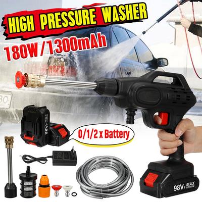 180W Electric Car Washer Portable Wash Water Guns Spray 98VF Cordless Water Jet High Pressure Car Wash Guns