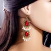 Bohemian Crystal Jewelry Set: Ethnic Tassel Necklace & Earring with Rhinestones