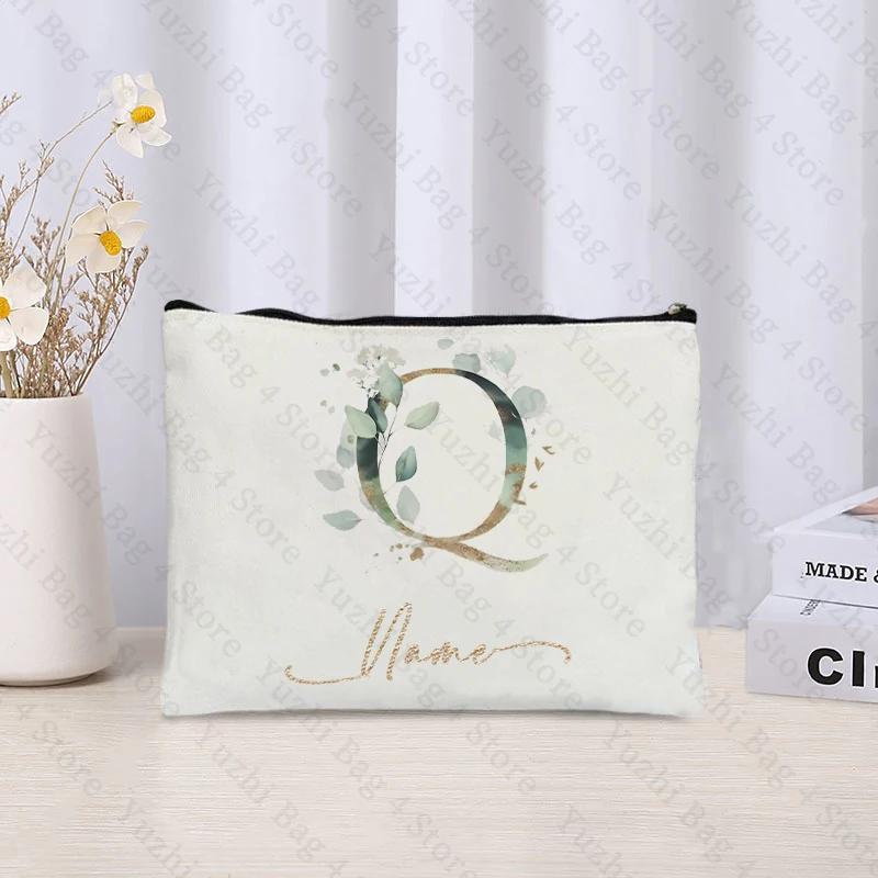 26 Letters Flowers Custom Printed Makeup Bag Bridesmaid Wedding Makeup Box Gift Organizer Travel Perfume Toilet Side Bag