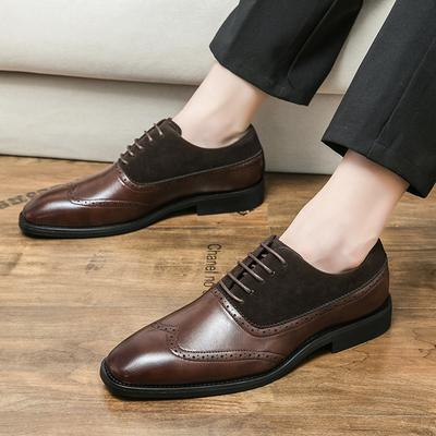 Klassische Retro-Herrenlederschuhe Modischer Spleißdesignstil Hochzeitstrend Party Walking Übergröße Herrenschuhe