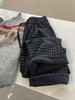 Plaid Super Plus Size 240 Jin Straight Casual Pants for Women - Loose Fit, Velvet-Lined for Warmth