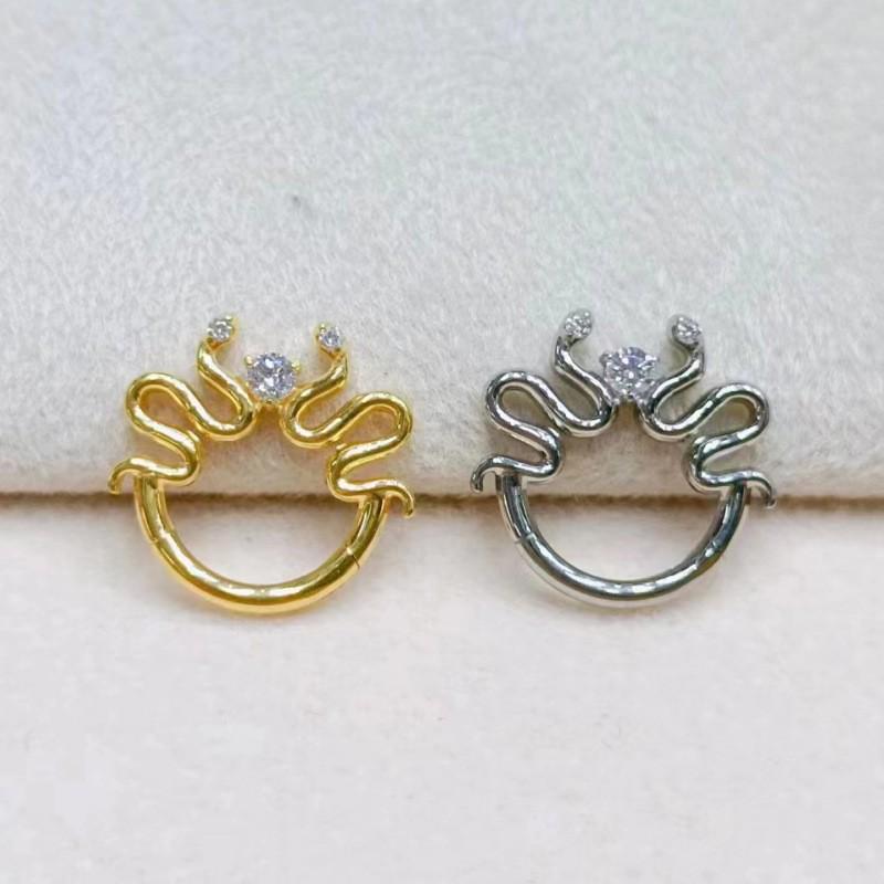 

Gai Bei Минималистичное Роскошное Кольцо для Пирсинга Носа и Сосков с Полностью Бриллиантовым Дизайном из Титана F136 Natural Titanium 1.2*8mm