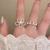 Silver Hollow Pearl Flower Opening Ring Women'S Light Luxury High-End Temperament Ring French Retro Niche Ring