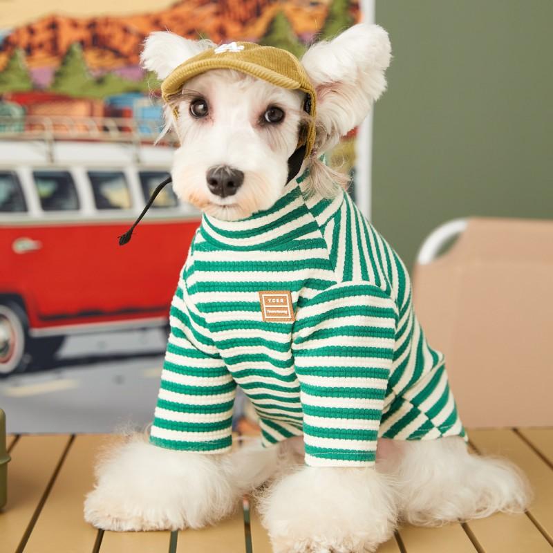 Pet Dog Cat Two-Legged Cotton T-Shirt Winter Striped Base Layer Schnauzer Teddy Poodle Shiba Inu Bichon