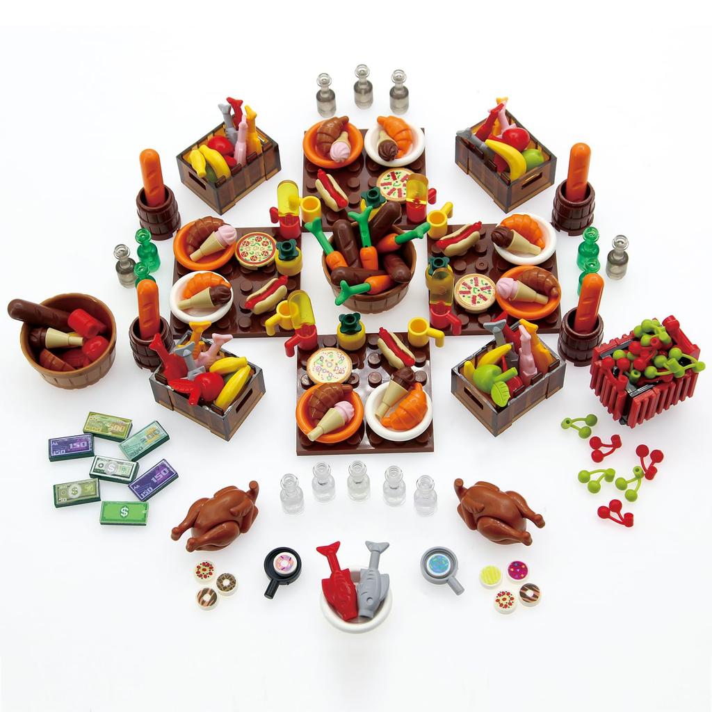 Creative City Food Building Blocks Set Shopping Vegetables Compatible with Major Brands Perfect for Kids Party Favors and Educational Toys Pizza,