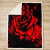 Red Rose Blanket Soft Fleece Throw Black Background Romantic Design Home Decor Gift for Her