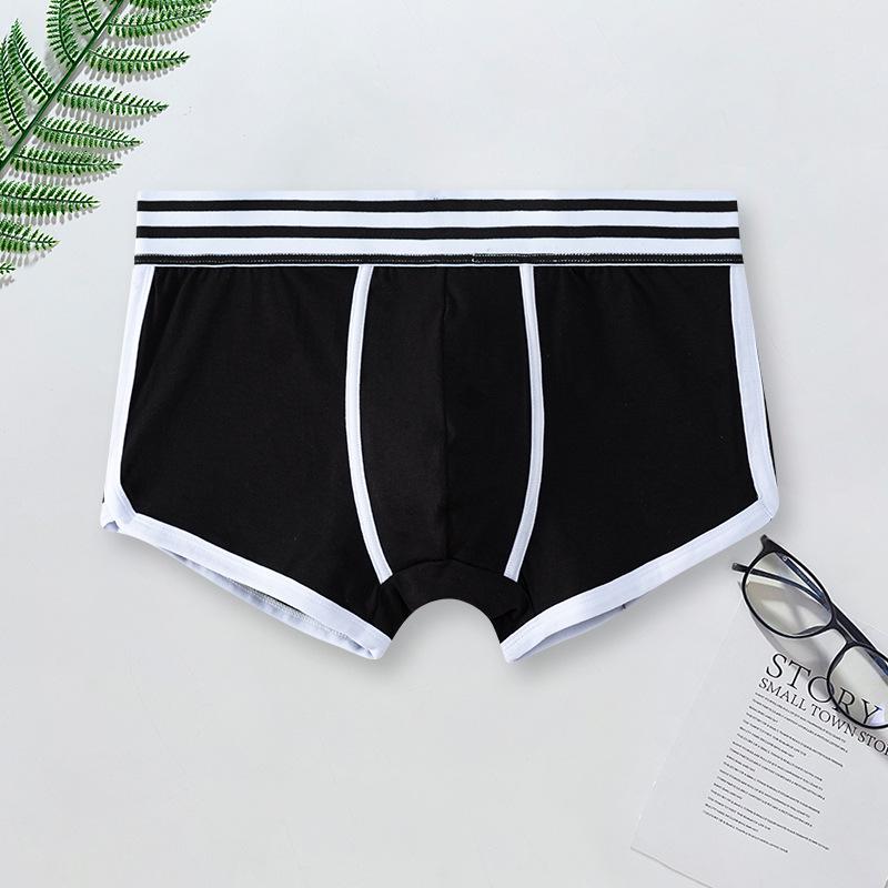 Men's Pure Cotton Boxer Briefs: Solid Color Trendy Sports Trunks