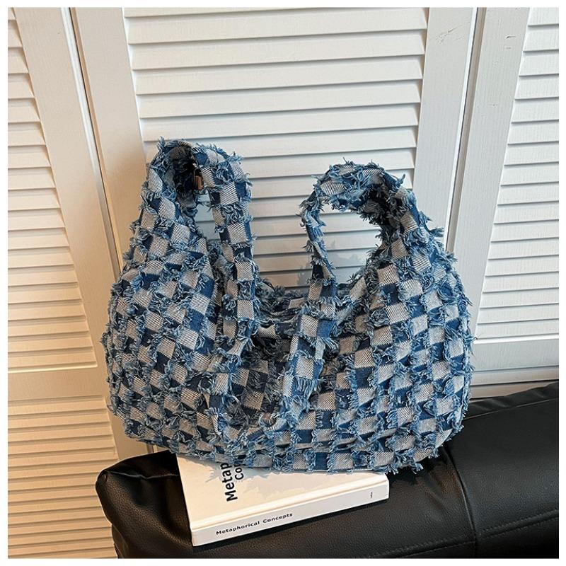 

Fashion denim shoulder bag new retro tote bag casual lazy wind tote bag светло-синий