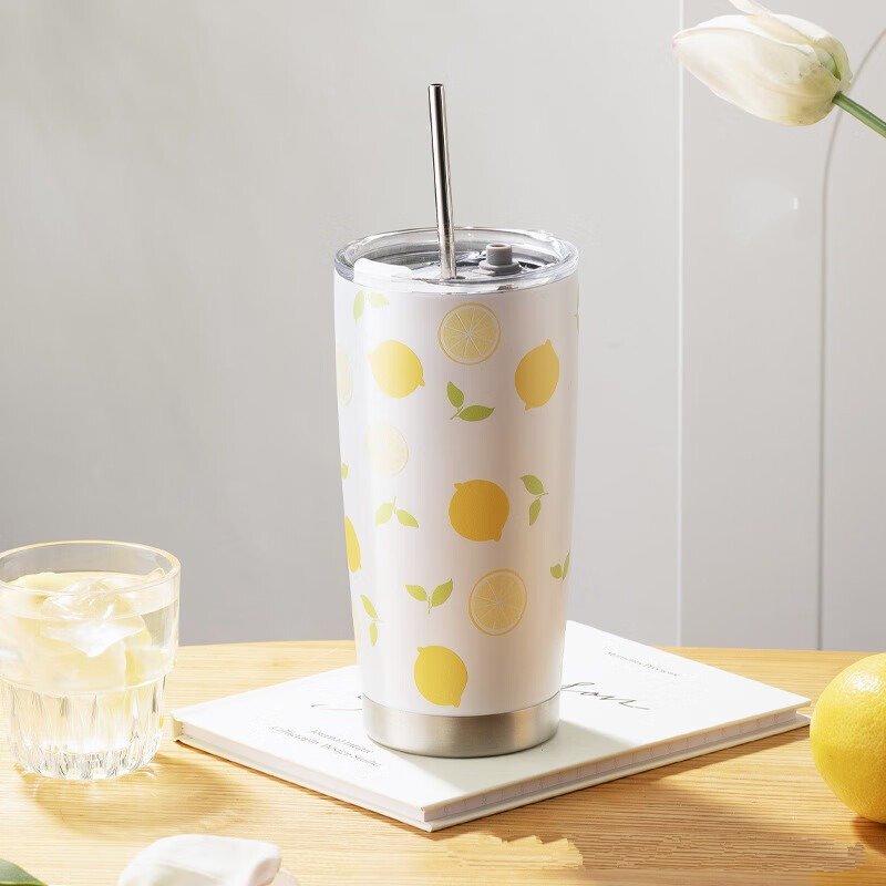 Shang Qi 20oz Double-Wall Stainless Steel Insulated Travel Mug with Straw