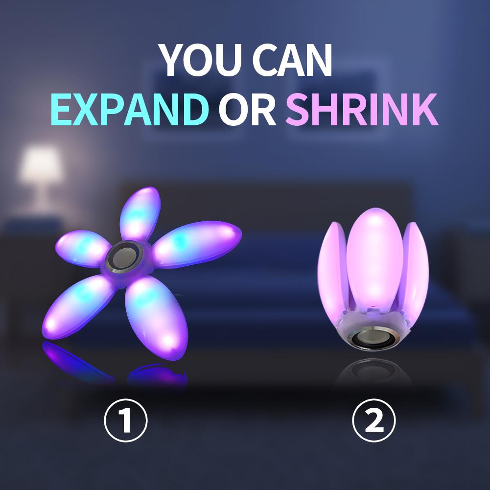 Lámpara LED Inteligente para el Hogar Plegable de Audio de Bombilla de Colores con Ritmo Musical de 45W Control Remoto Compatible con Bluetooth Deformable