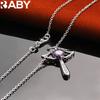 URBABY 925 Sterling Silver With 16-30 inch Chain Amethyst Heart Cross Pendant Necklace For Women Wedding Party Gifts Jewelry 4
