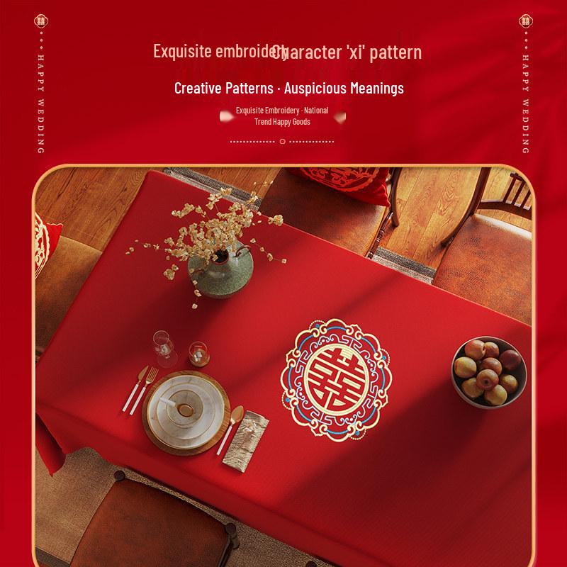 Chinese Wedding & Engagement Festive Red Tablecloth - Living Room & Dining Décor