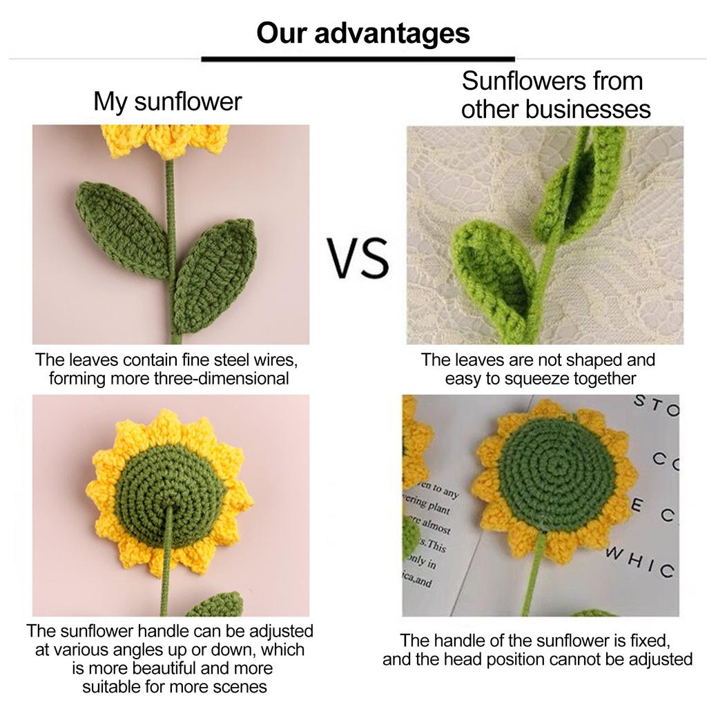 Hand Knitted Bouquet Of Simulated Crochet Wool Fake Flowers Small Daisies