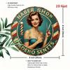 Round Retro Barbershop Metal Wall Art Sign, Vintage Decor for Home Bedroom Garden, Durable Metal Material Easy Installation