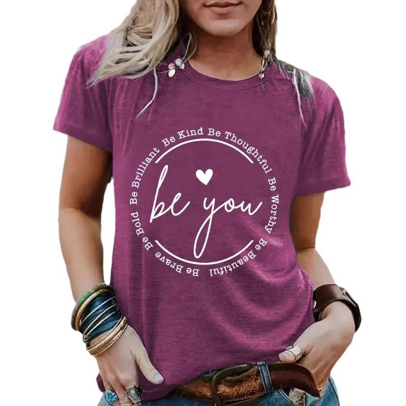Women's Clothing Slogan Pattern Round-neck Short-sleeved Casual and Fashionable T-shirt