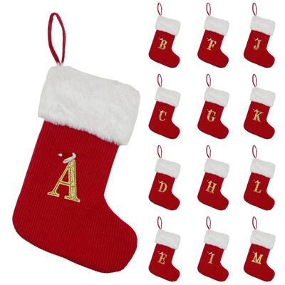 Christmas Stocking Durable Luxurious Letter Embroidered Knit Christmas Stocking Pendant Christmas Decor
