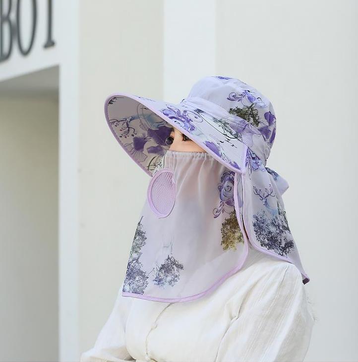 Hat Women'S Summer Thin Outdoor Sun Hat Mouth Mask Anti-Ultraviolet Work Sun Hat Cover Face Tea Picking Sun Hat