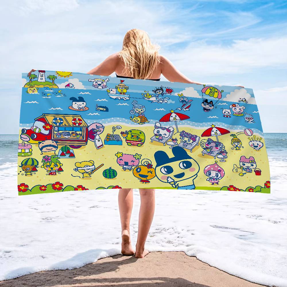 Classic T-Tamagotchi Cut Friend Game Microfiber Printed Beach Towel Mountain Climbing Yoga Beach Running Absorbent Soft Towel
