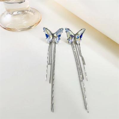 Colar com borla de diamante e borla de água gradual de vento doce e fresco, leve, luxuoso e de alta qualidade, com corrente de colar