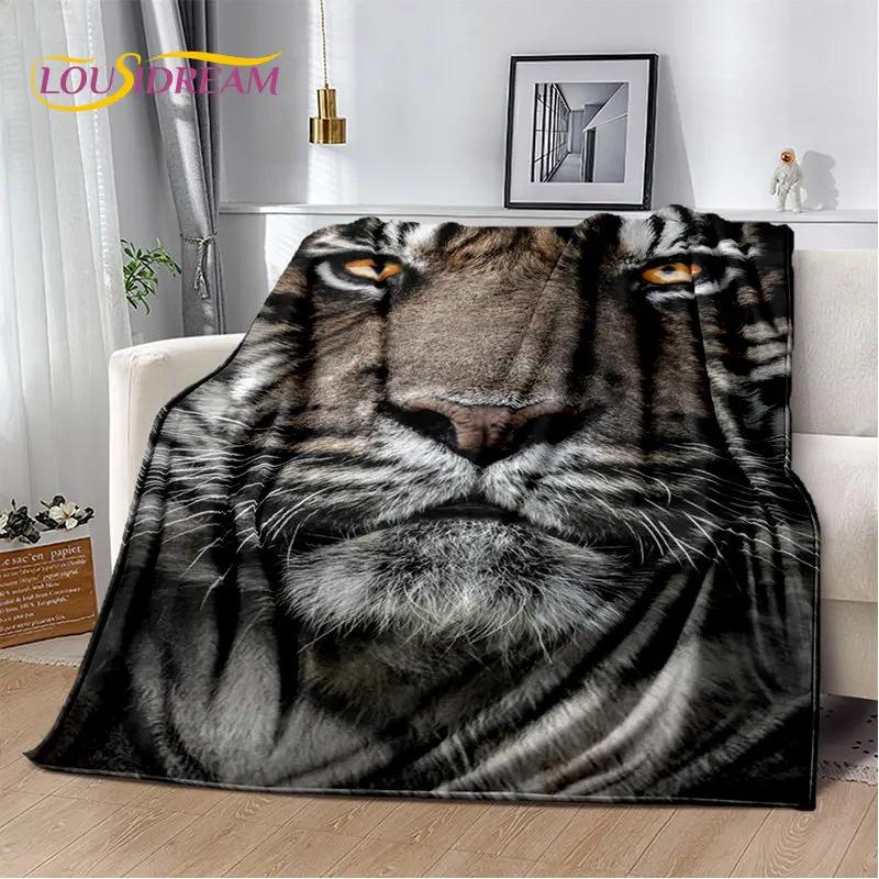 Tiertier-Tiger, Säbelzahn-Cartoon, weiche Plüschdecke, Flanelldecke, Überwurfdecke für Wohnzimmer, Schlafzimmer, Bett, Sofa, Picknick