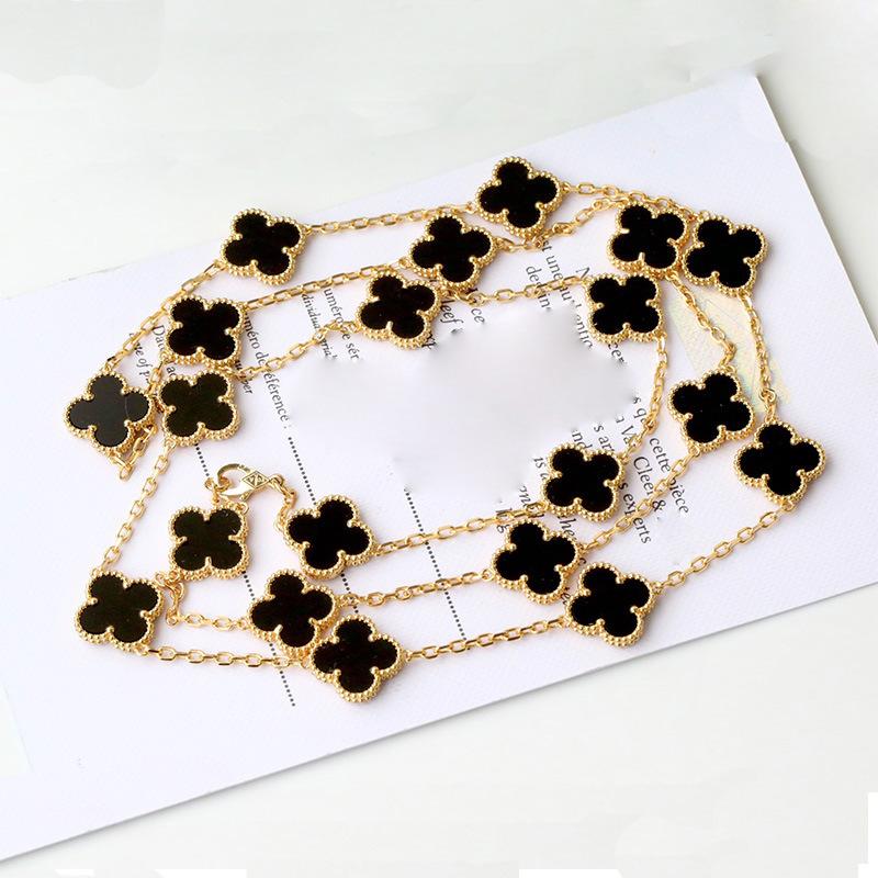 

Four-Leaf Clover Twenty Flowers Necklace 18k Sweater Chain Light Luxury Fashion Hundred Necklace For Girlfriend Gift