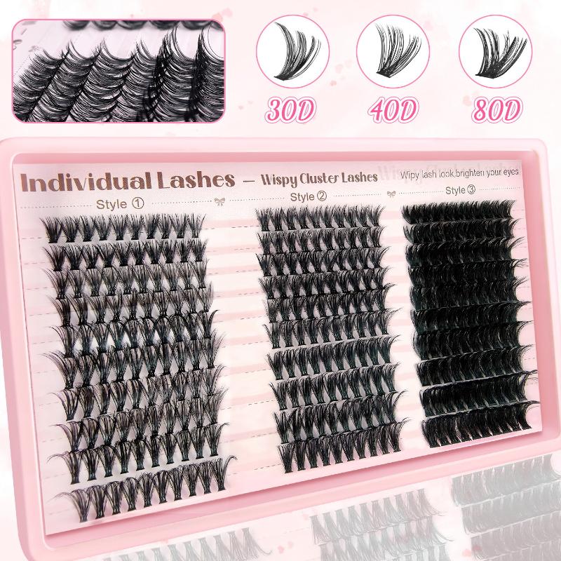 Eyelash Cluster Extensions Kit D Curl 10-18MM DIY Lashes Beginner Friendly Soft Natural Long Lasting Home Makeup Set