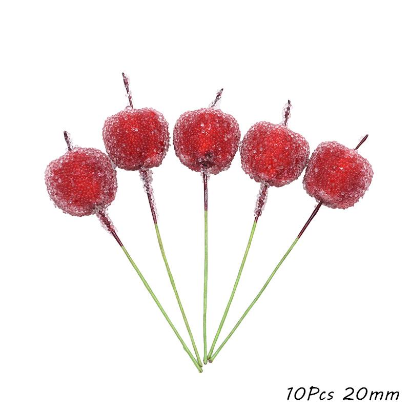 Red Theme Artificial Flower Cherry Stamen Berries Bundle DIY Christmas Decoration Wedding Cake Gift Box Wreaths Xmas Decor