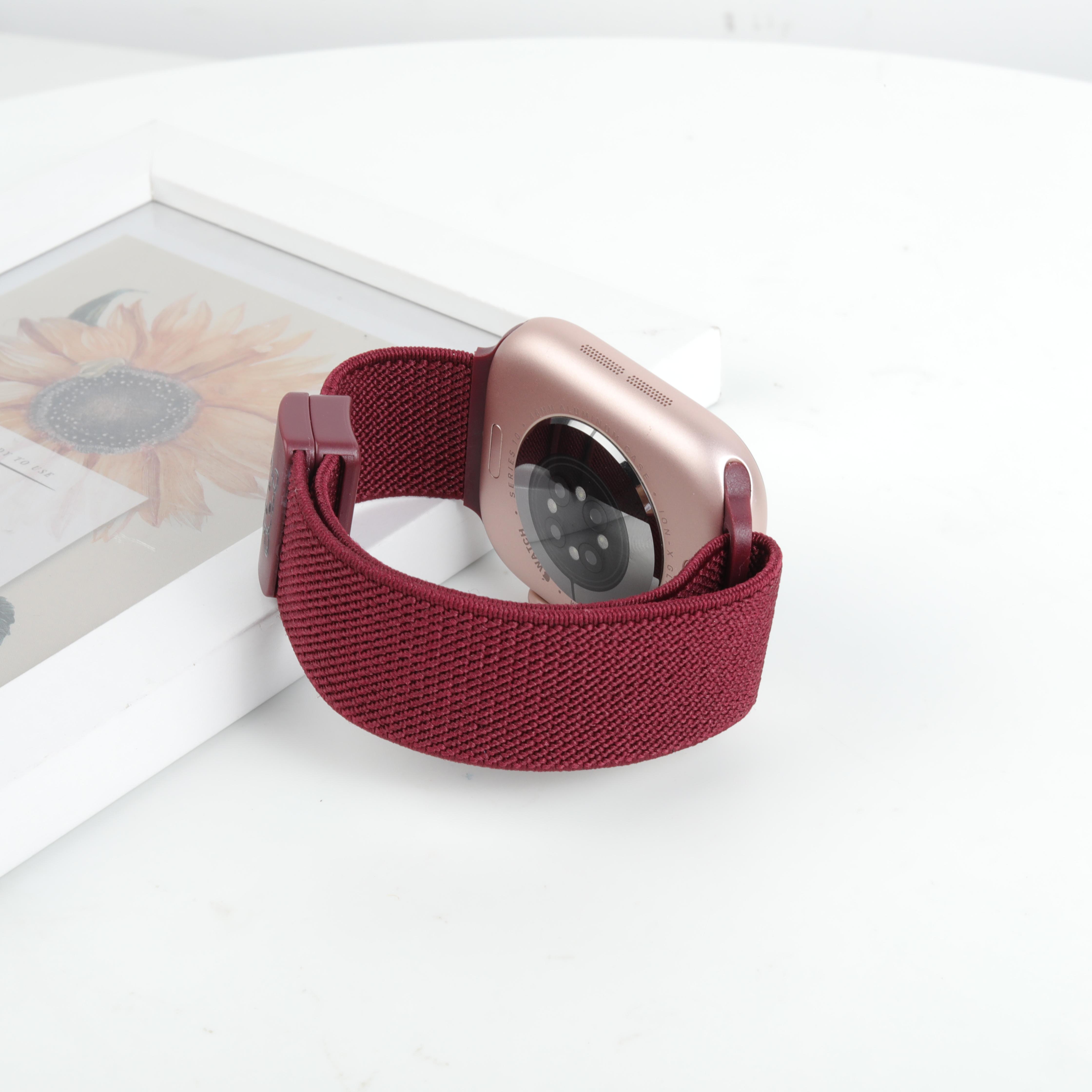 

Straps For Apple Watch Band 46mm 45mm 44mm 49mm 42 41 40mm Magnetic Nylon Correa Bracelet iWatch Series 10 9 8 7 6 5 SE Ultra 2 42 44 45 49 S10-46mm вина червоного кольору