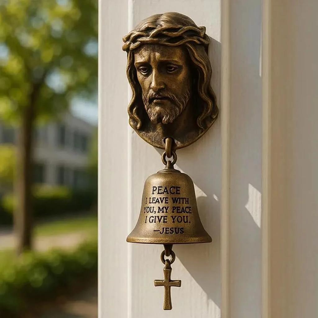 Vintage Jesus Virgin Mary Statue Doorbell Christian Religious Home Decor Bronze Church Gift Inspirational Bible Verse Door Chime